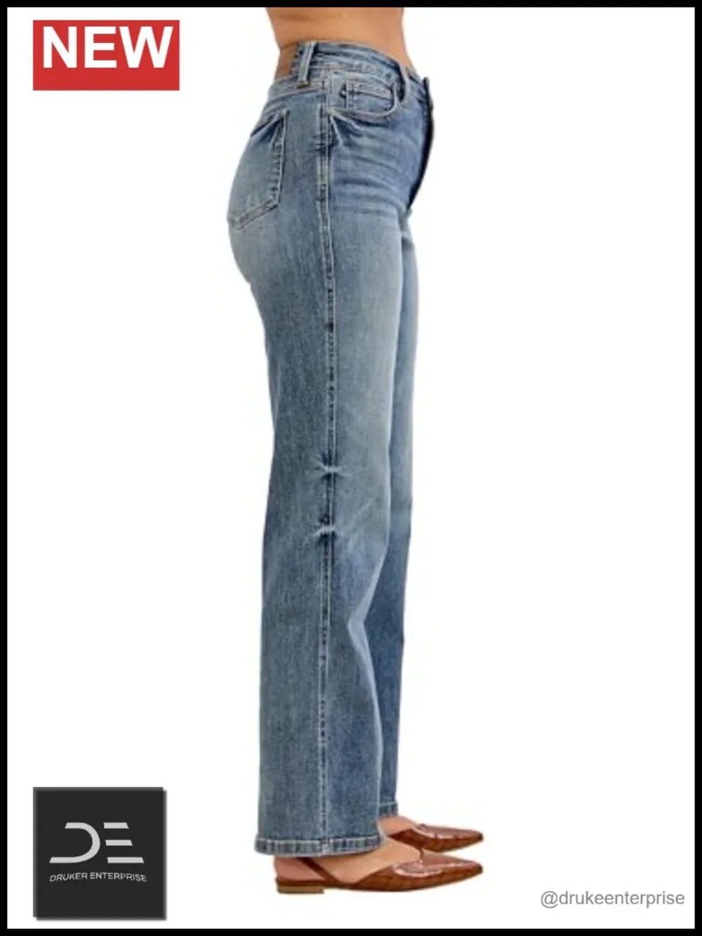 High Waisted Tummy Control Straight Leg Jeans
